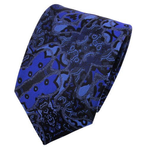Cravate en soie bleu foncé à motifs TigerTie idéale pour le bureau et les rendez-vous d'affaires