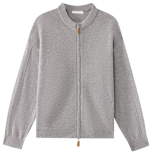 VETLURY Zip Up Sweaters for Women - 100% Merino Wool 2-Way Hidden Zipper Cardigan Chunky Warm Knit...