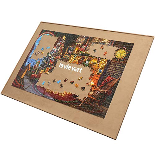 Lavievert Wooden Jigsaw Puzzle Board Portable Puzzle Plateau for Puzzle Storage Puzzle Saver, Non-Slip Surface, Fits Up to 1500 Pieces - Khaki