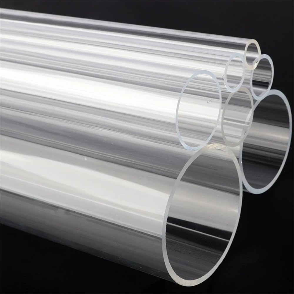 BENECREAT Acrylrohr 50 Mm ID, 55 Mm OD, 400 Mm Länge – Transparentes Rundrohr, 3er-Set Für Lampen, Aquarien & DIY