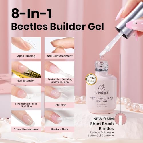 Image of Beetles HEMA-Free Builder Gel with Base and No Wipe Top Coat 3PCS 15ML