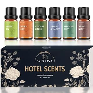 Premium Hotel Fragrance Oil Collection for Diffusers, Essential Oils for Diffusers for Home, Hotel Diffuser Fragrance Oils,Spa & Candle Making, White Tea, Citrus Luxe, Velvet Night and More - 6x10ml