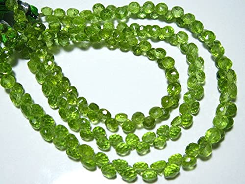 Peridot faceted onion briolette 4mm perle pierre gemme naturelle verte pour création artisanale
