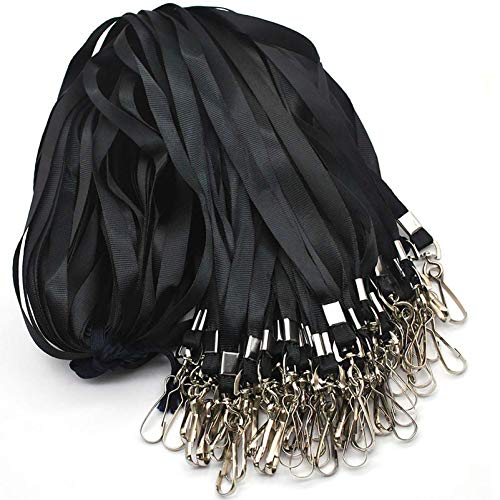 Beebel Lanyards 100 Pcs Lanyard for Id Badges Flat Lanyard with Badge Clip J-Hook
