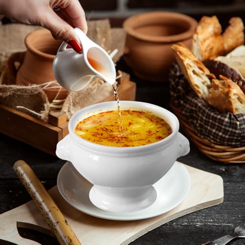 Image of Cinf Lion Head Ceramic Bowls Set of 2, 20 oz Soup & Cereal Bowls | 20 oz ceramic bowls with lion head and wreath design, microwave safe for soup, cereal, fruit, desserts and daily dining