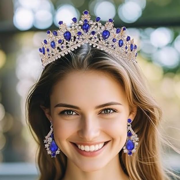 Miniatura 5 de Kamirola - Corona de reina y tiara corona de princesa para mujeres y niñas, diademas de cristal para novias, disfraces góticos de Halloween para
