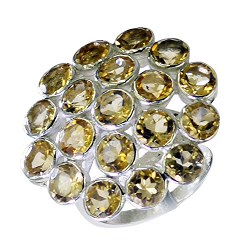 Bague citrines ovales en argent véritable sertie main avec plusieurs tailles disponibles