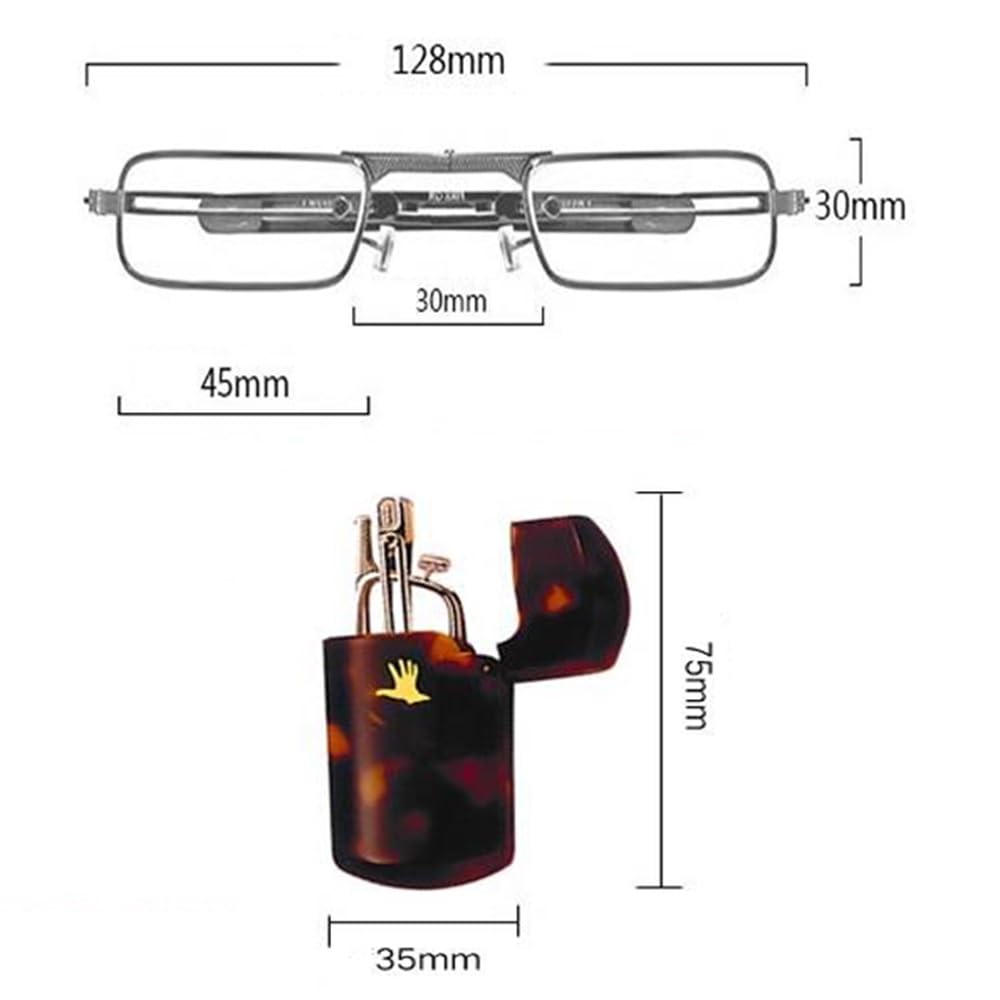 Gafas de lectura Ultraligeras Gafas de Lectura Plegables con funda gafas Portátiles Gafas Rectangulares unisex Marco metal