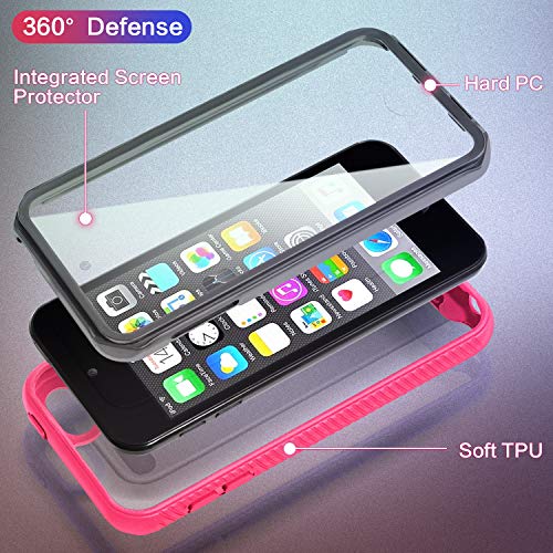 iPod Touch 7th Generation Case, IDweel Shockproof Case Build in Screen Protector Heavy Duty Full Protection Shock Resistant Hybrid Rugged Cover for iPod Touch 5/6/7th Generation, Rose