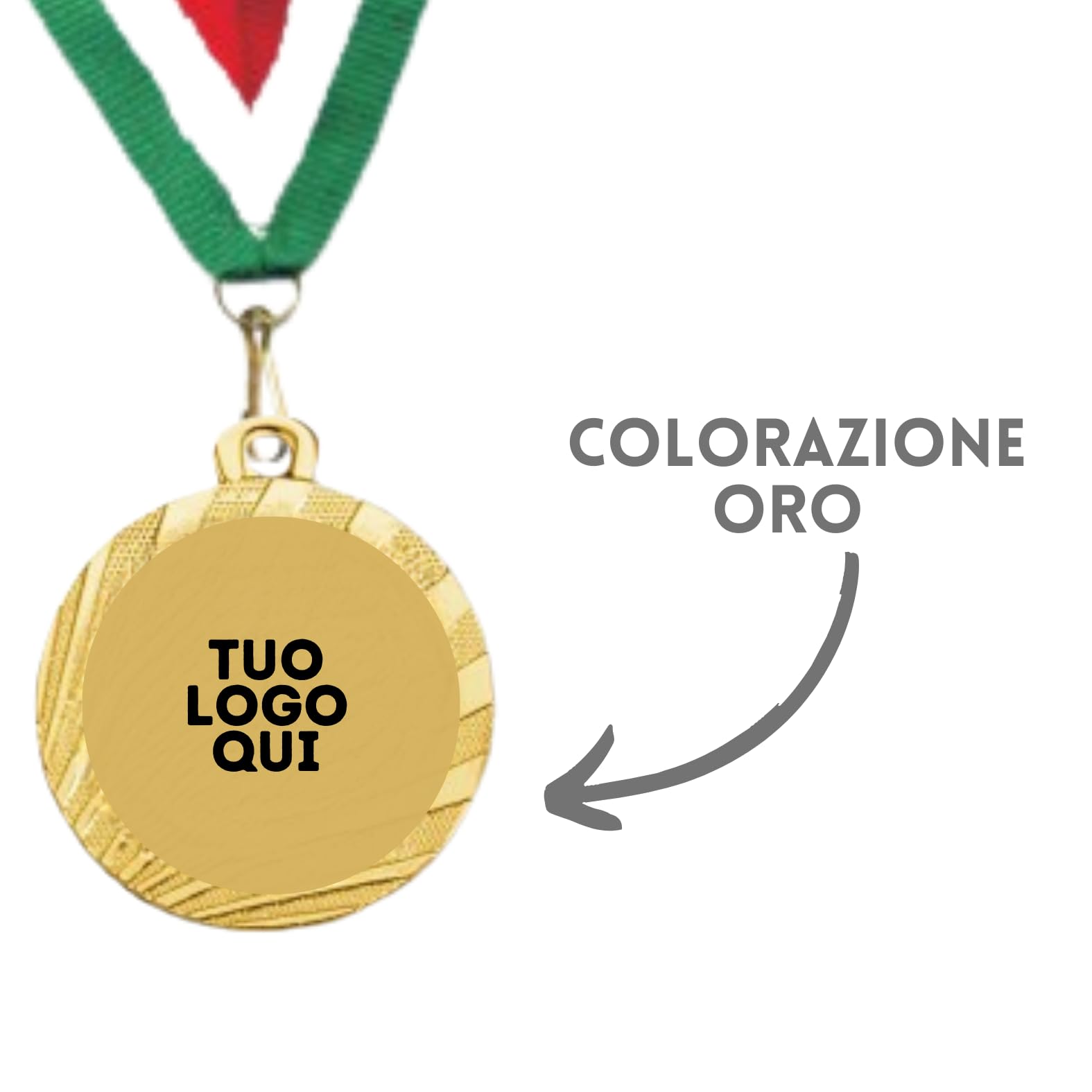 Stock Medaglie Personalizzate Premiazioni con Logo da 3,2 cm con Laccetto Medaglia Personalizzabili in Metallo con Stampa Personalizzata, Sport | 23.02.32.25G