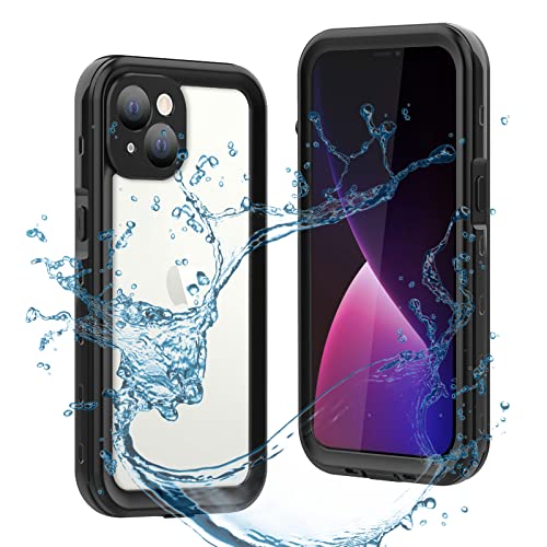 SenMore Coque Étanche iPhone 13 Etui Antichoc Intégré avec Protecteur d'écran, Antipoussière Anti-Rayures Anti-Neige Résistance sous-Marine 360°Renforcée Housse pour iPhone 13, Noir(6.1") Cover