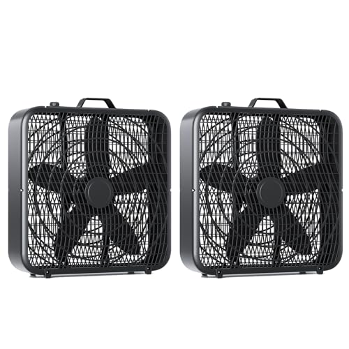 Simple Deluxe Box Fan 20 Inch, 3-Speed Cooling Fan with Aerodynamic Shaped Fans Blades, Convenient...