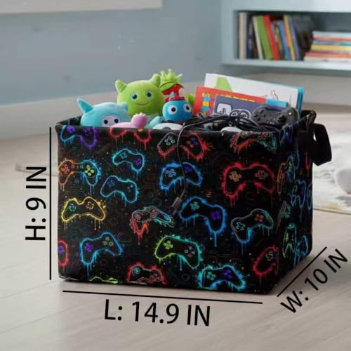 Image of Rectangular Boys Game Basket Collapsible Baby Storage Bin Organizer Box Kids Room Decor (Graffiti Game)
