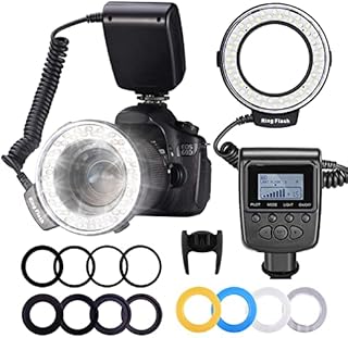 Neewer 48 Macro LED Ring Flash Bundle with LCD Display Power Control, Adapter Rings and Flash Diffusers for Canon 650D,600D,550D,70D,60D,5D Nikon D5000,D3000,D5100,D3100,D7000,D7100,D800,D800E,D60