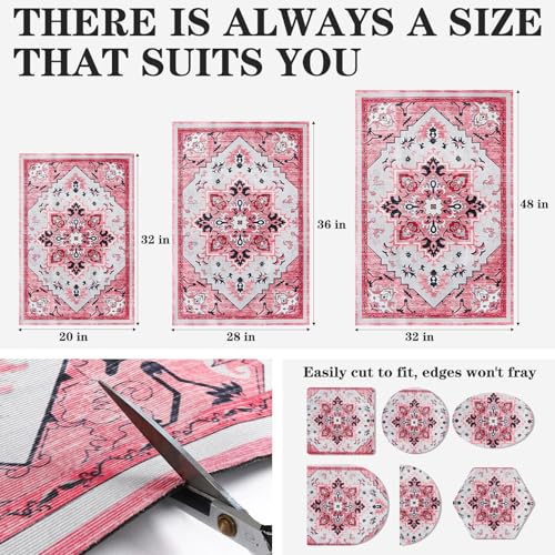Image of EXPAWLORER Cat Litter Mat, 20 inchx32 inch Small Non-Slip Urine Waterproof Litter Trapping Mat Easy to Clean Washable Litter Box Mat for Floor Soft on Kitty Paws, Indoor Food Mats Rug Pads for Bathroom Pink