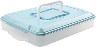 Caja de prueba de masa de pan con tapa y asa, apilable, recipiente para hornear masa de pizza para un fácil almacenamiento, color azul