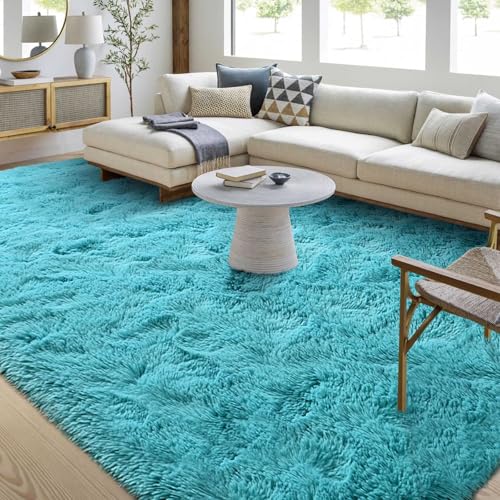 Tapete Shaggy Azul 5x8 pies Para Dormitorio y Sala