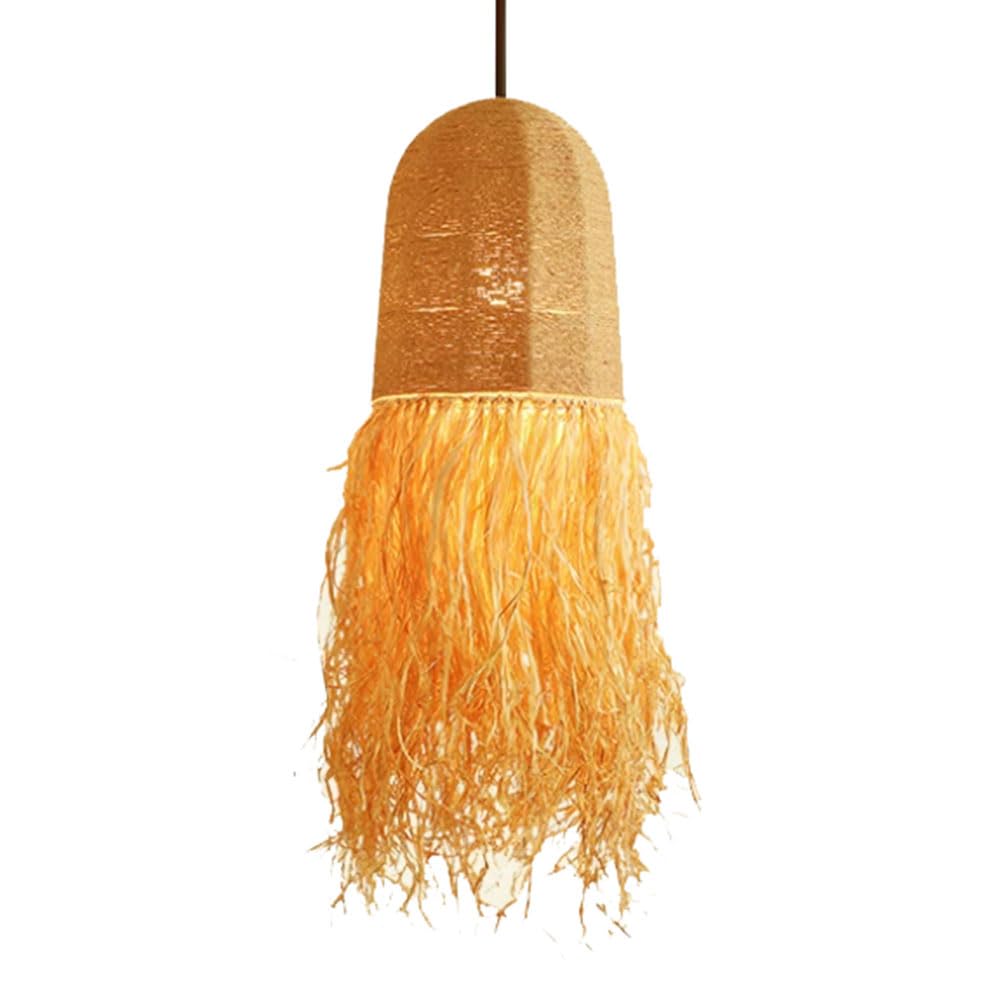 LQZCXMF 40cm Hemp Rope Pendant Light for Kitchen Light Fixture Japanese Boho Style Pendant Lampshade 1 Pack Rattan Cage Chandelier E26 Socket for Bedroom, Dining Room, Living Room, Entryway, Foyer