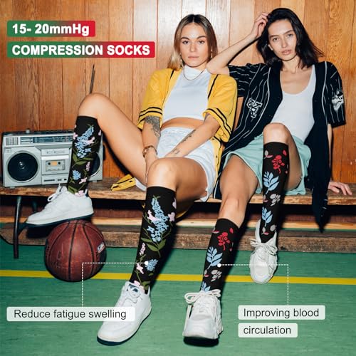 Image of Iseasoo 4 Pairs Compression Socks for Women Circulation-Best Support for Nurses,Running,Athletic,Travel