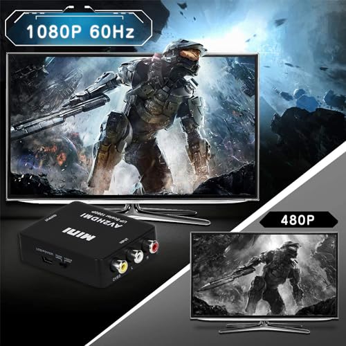 J-Wonlyus RCA to HDMI変換コンバーター AV to HDMI 変換器 CVBS RCA-HDMIコンポジット アダプター ビデオオーディオ変換アダプタ 音声転送 1080p/720p対応 USBケーブル付き（日本語取扱説明書付き）