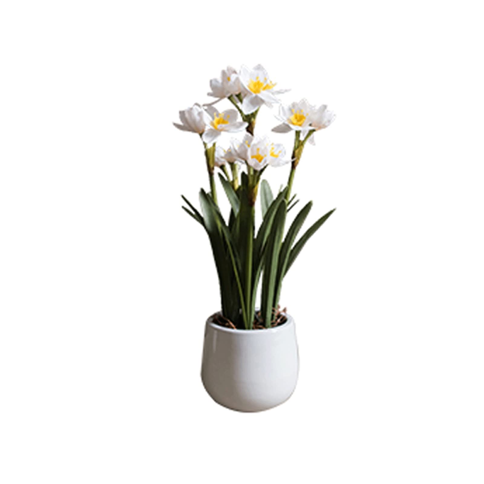 IUokLU Artificial Potted Artificial Daffodil Simulation Bonsai Ceramic Potted Flower Art Green Plant Fake Flower (Onecolor Large)