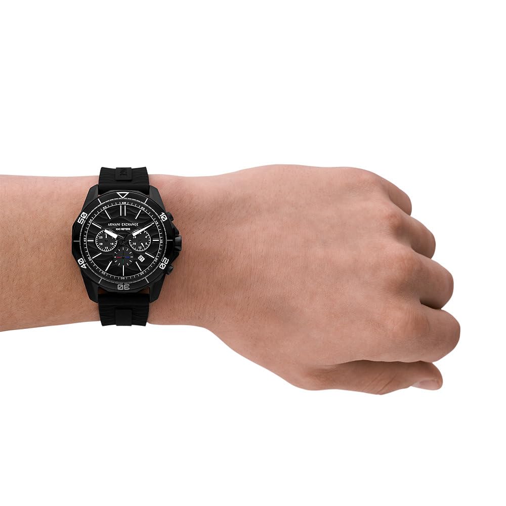 Armani Exchange Orologio per uomo, movimento cronografo al quarzo e cassa da 44 mm con cinturino in silicone