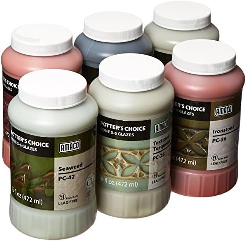 AMACO Potters Choice Lead-Free Glaze Set - B, 1 pt, Assorted Colors, Set of 6 - 39219X