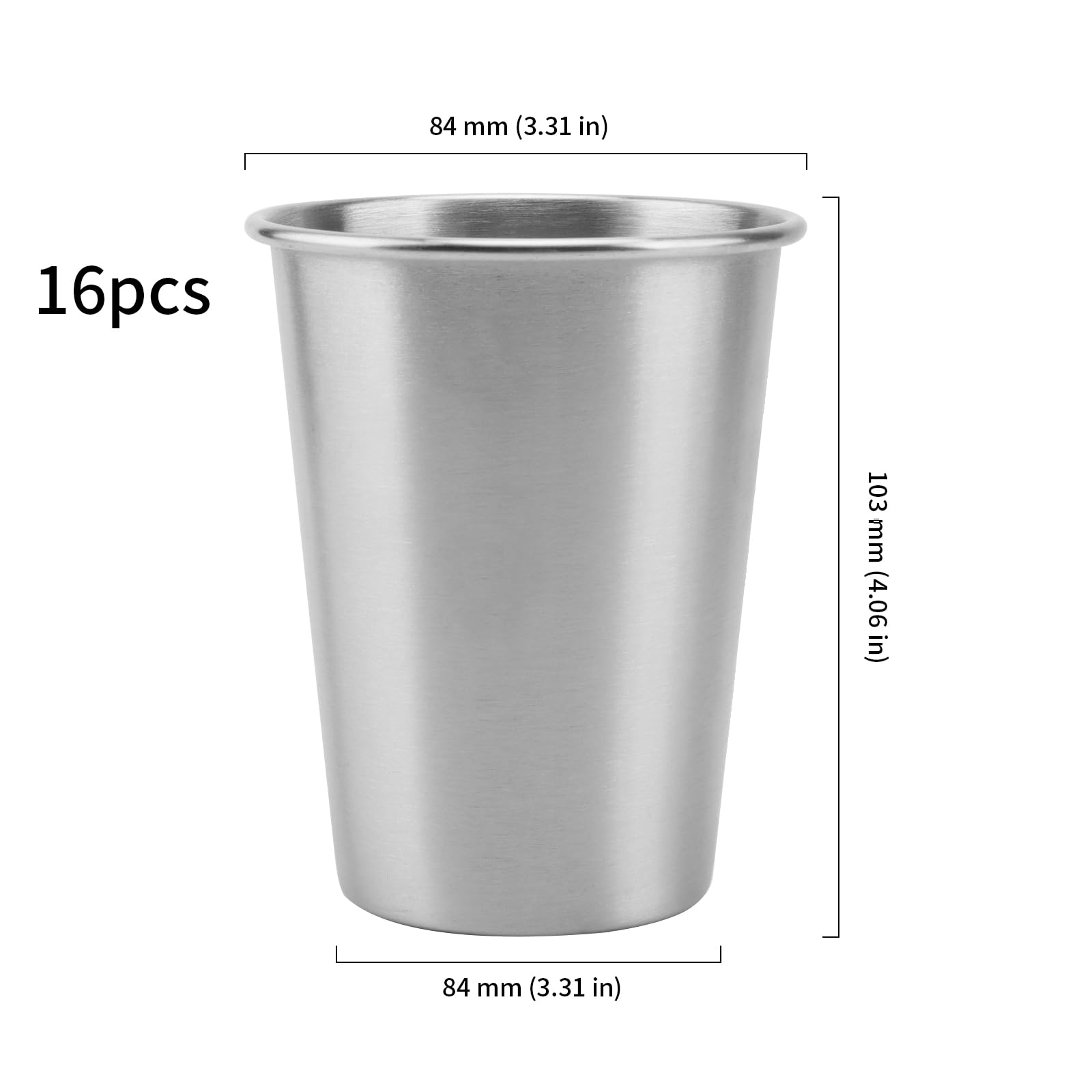 HOIGON 16 Pack Stainless Steel Cups, 12oz Shatterproof Metal Drinking Cups, Unbreakable Stackable Stainless Steel Tumblers for Travel, Camping, Outdoor Activities