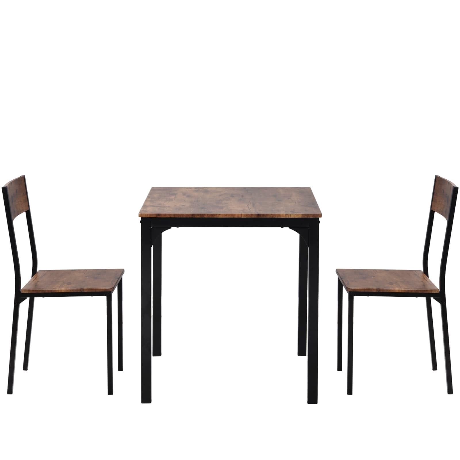 Table à Manger avec 2 Chaises Ensemble Brun Vintage pour Balcon Salle à Manger Salon