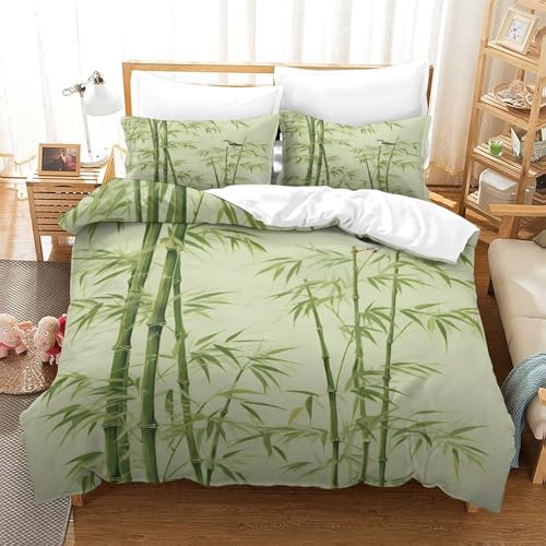 Linge de lit microfibre de qualité supérieure effet 3D forêt de bambous - 3