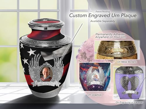 Image of Red Line Flag Cremation Urns for Human Ashes Adult Man & Urns for Ashes