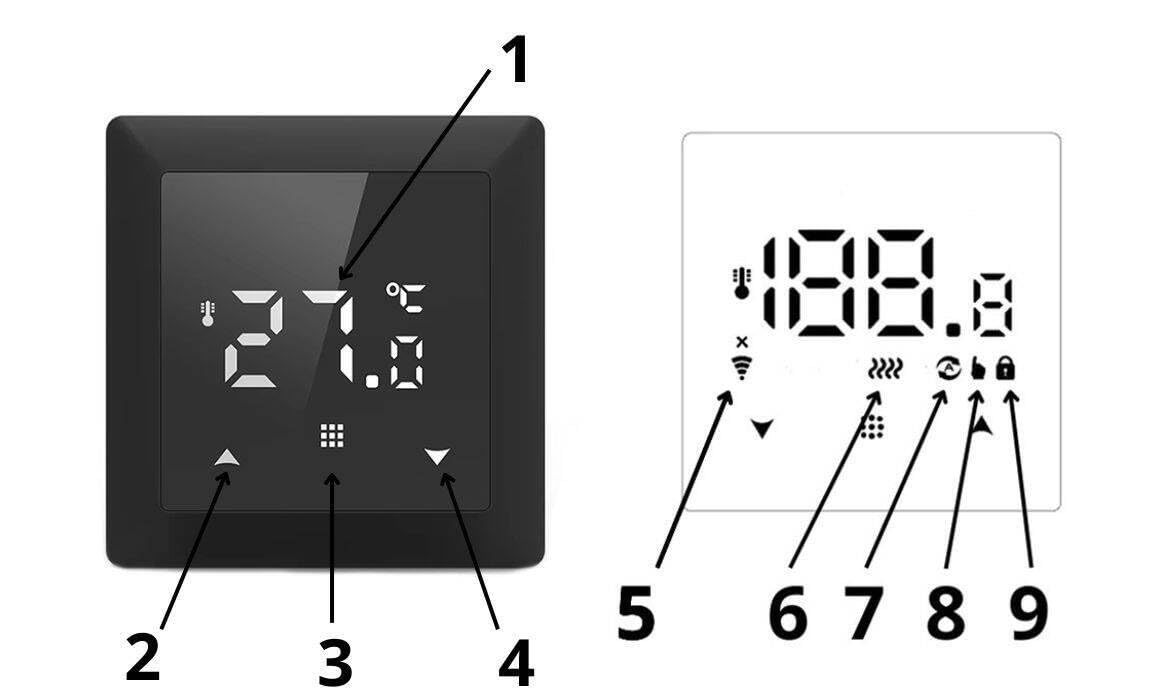 Sone Smart One ZigBee Thermostat Fußbodenheizung Schwarz 16A Tuya | bodenfühler, gateway nötig, touchpanel, kindersicherung, zigbee2mqtt