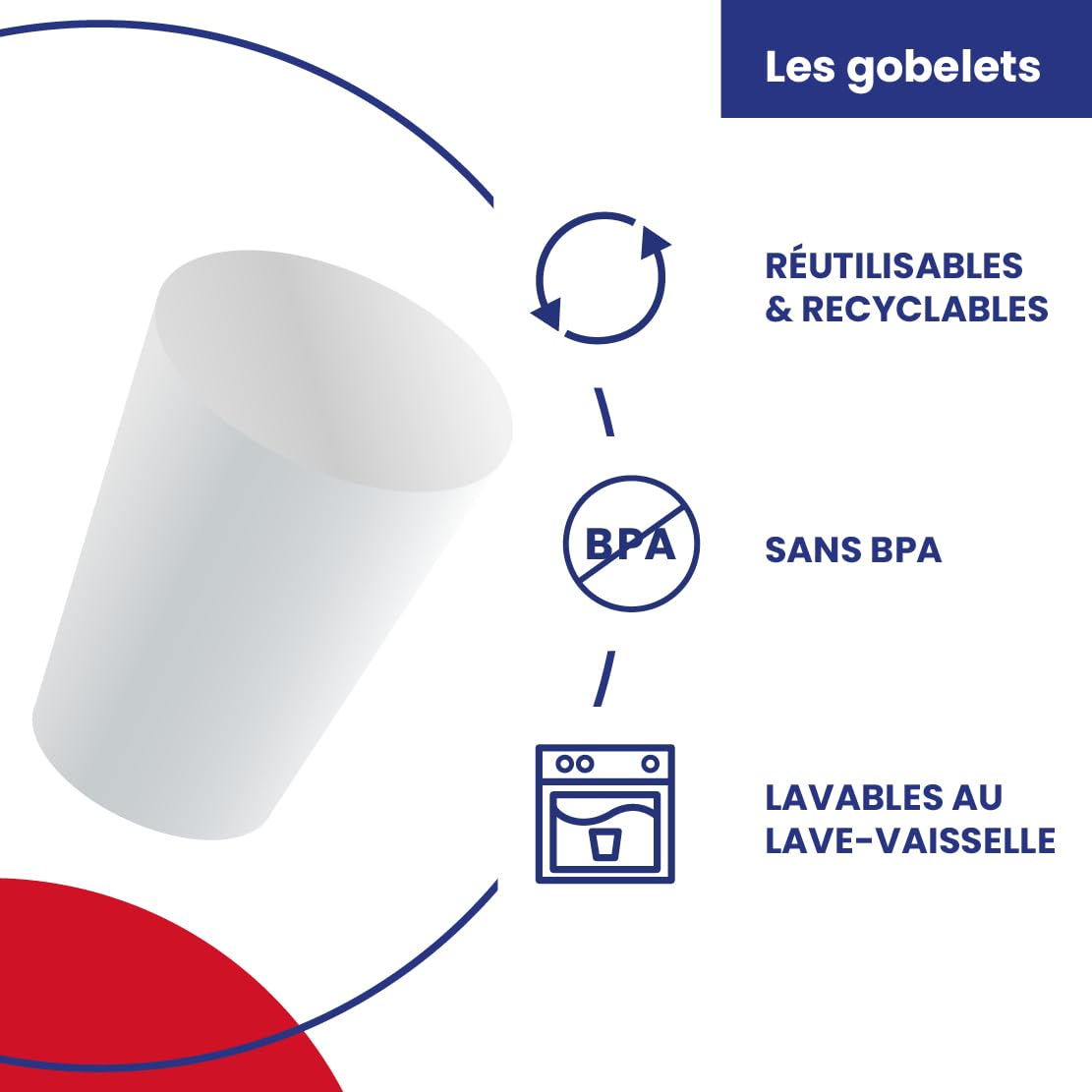 éco gobelets - Brocca riutilizzabile, economica, riciclabile, 1 L x 50 - Vetro in plastica rigida in polipropilene senza BPA - Lavabile in lavastoviglie - Trasparente