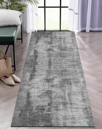 Tapis de couloir antidérapant et lavable gris de 90X350CM - 6