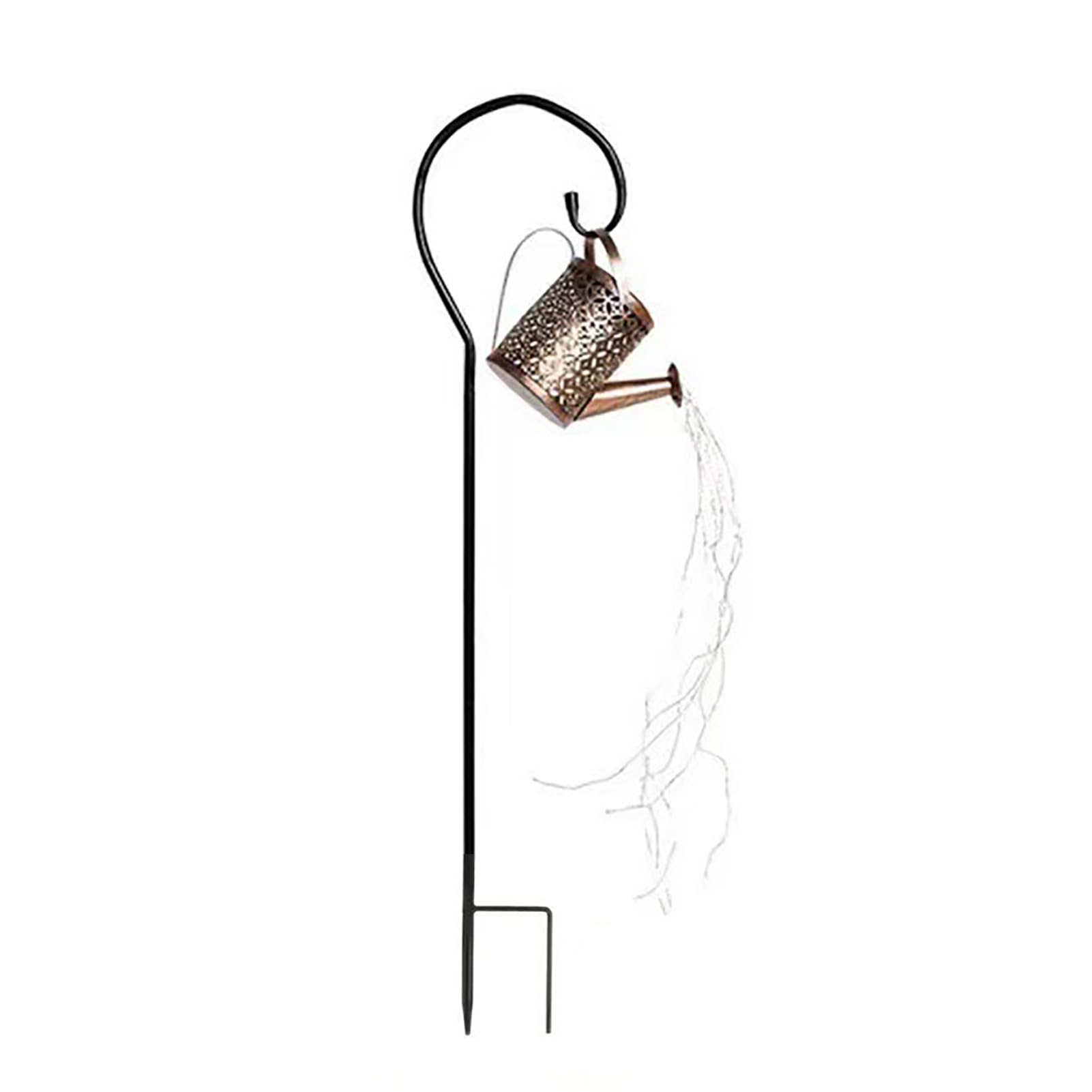 anwhriet Solar Watering Can Lamp IP44 Waterproof Outdoor Garden Yard Pathway Patio Lawn Hollowed Water Can Lantern Light