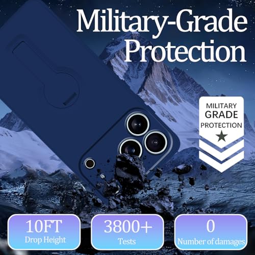 Coque silicone pour iPhone 17 Pro bleu foncé coque avec sangle et support