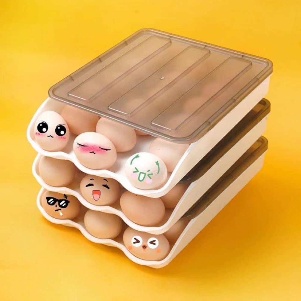 ZYWUOY Boîte de rangement automatique pour œufs de réfrigérateur, convient pour le réfrigérateur et la maison de la ferme