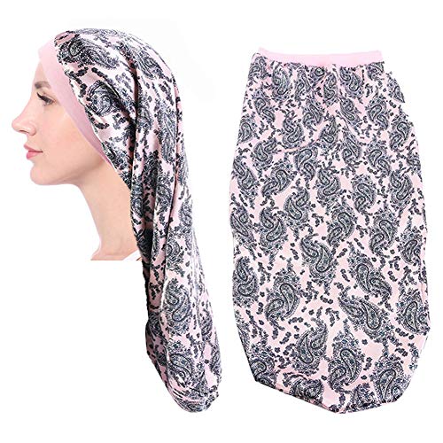 Long Satin Bonnet Sleep Cap for Women Braids Long Hair Elastic Band Night Sleeping Cap