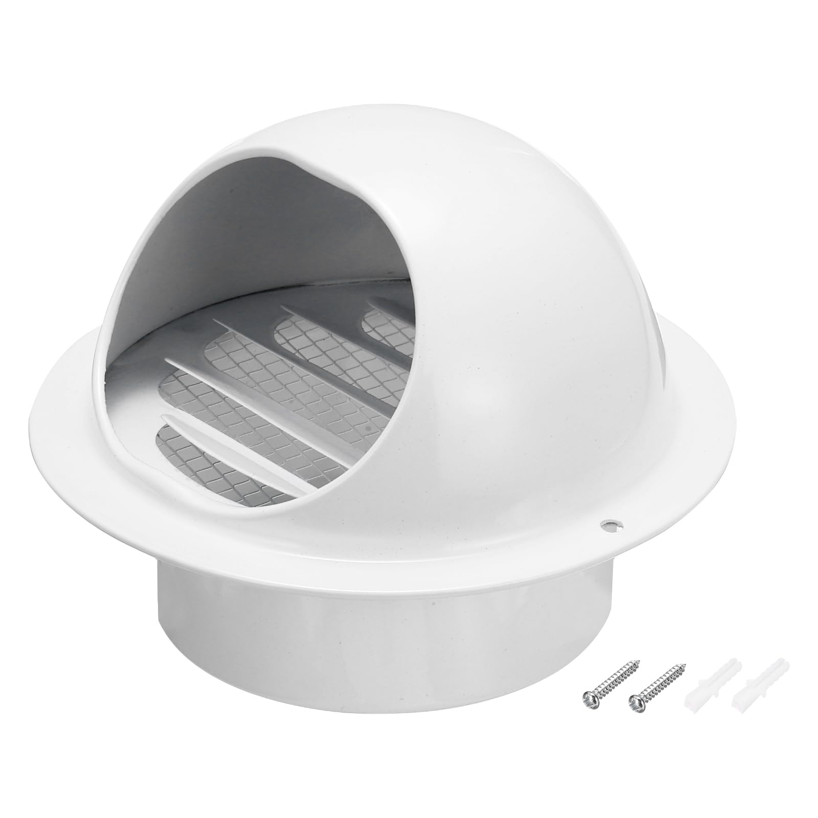PATIKIL 4 Inch Vent Round Cover, Stainless Steel Exterior Wall Air Vent Louvered Soffit Vent Exhaust Outlet Hood for HVAC Ducting Exhaust Extractor Fan, White