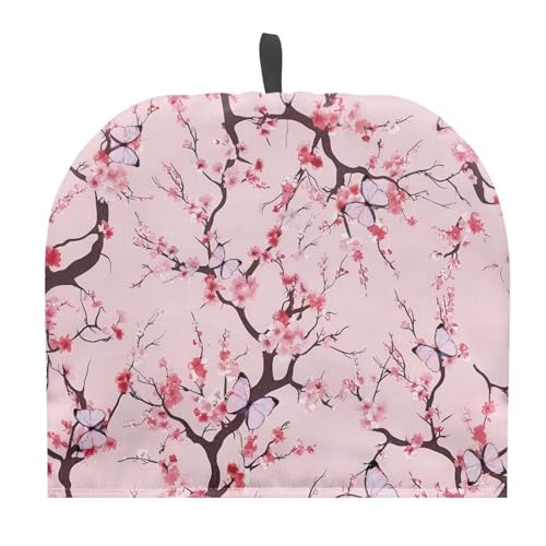 Qehuruxo Peach Blossom Print Tea Cosy for Teapot Insulated Kettle Cover Portable Tea Pot Cover for Party Portable Tea Pot Cover Teapot Cozie with Top Hand Teapot Cozy