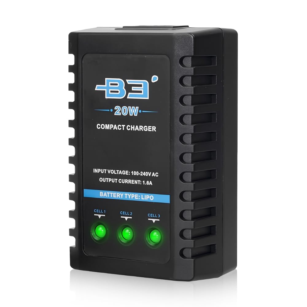 B3 Lipo ładowarka 20 W do akumulatora 2S 3S (7,4 V, 11,1 V), Lipo Charger Balancer z wtyczką XH-3P i XH-4P, 1600 mA RC ładowarka do samochodów RC, łodzi, dronów i broni Airsoft