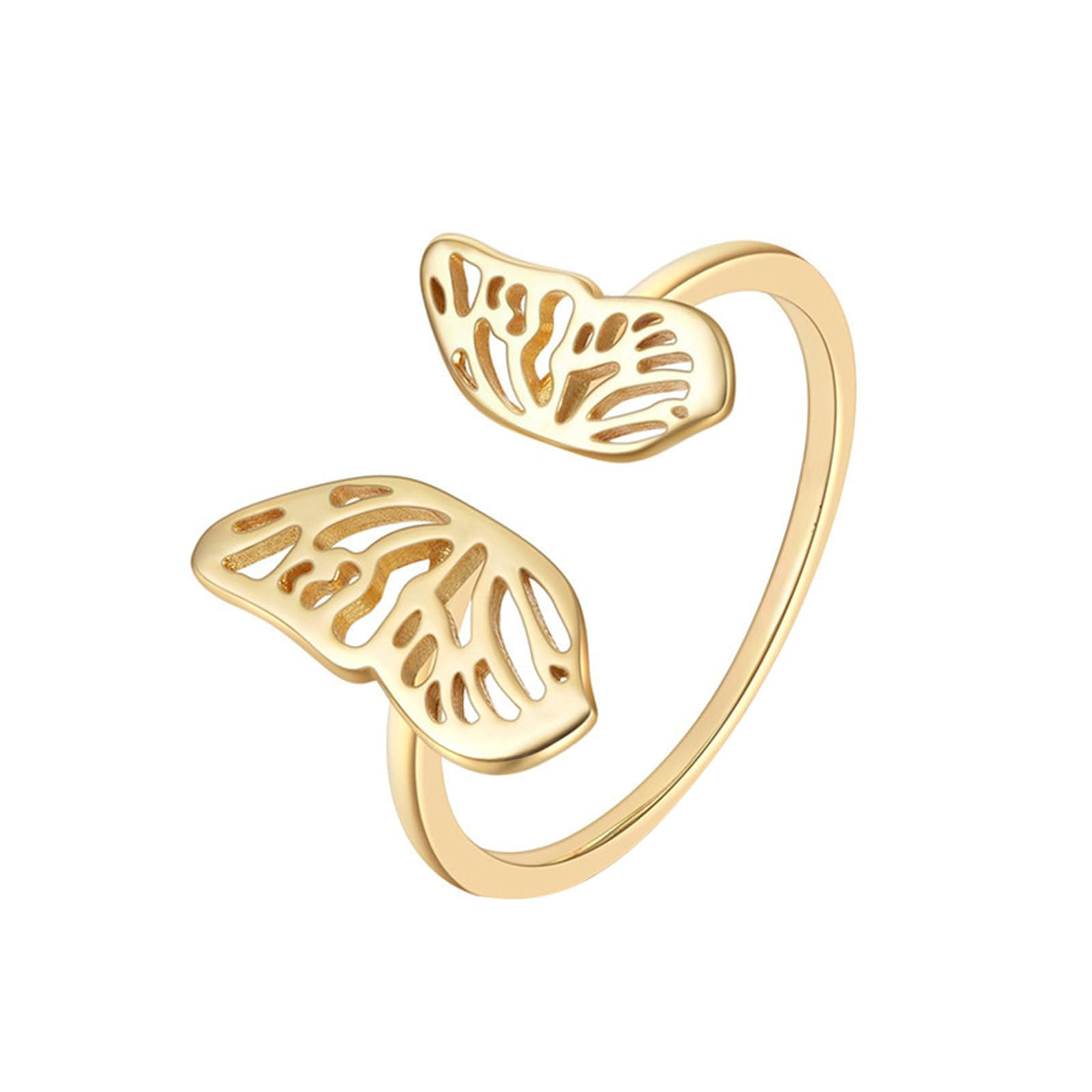 Anelli Nuziale Donna, Anello Oro Fidanzamento 18K Farfalla Cava Regolabile Design Aperto Anello Matrimonio Oro Giallo per Mamma, Fidanzata, Sposa