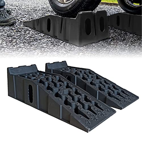 Lot de 2 Rampe de Chargement en Plastique pour Voiture, Jusqu'à 245 Roues Extra Larges 7250KG par Paire 7T Rampe de Levage, Noir