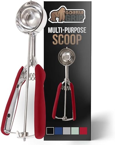 Gorilla Grip - Cuchara con resorte de acero inoxidable de alta calidad, para frutas, galletas y helados, cuchara mediana talla 30 de 2 cucharadas,