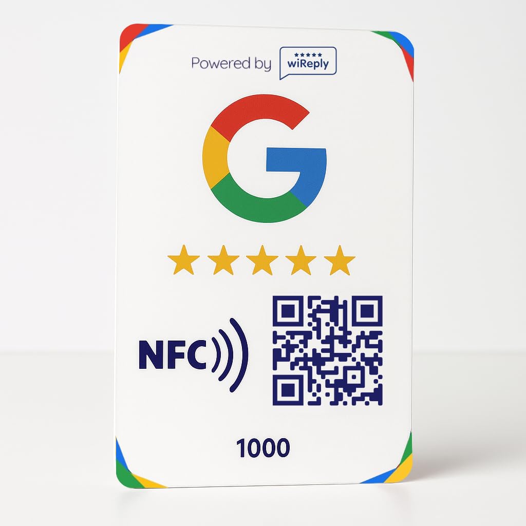 Tarjeta NFC y QR para conseguir Reseñas de Google | Compatible con Android y iPhone | Pack 15 Tarjetas