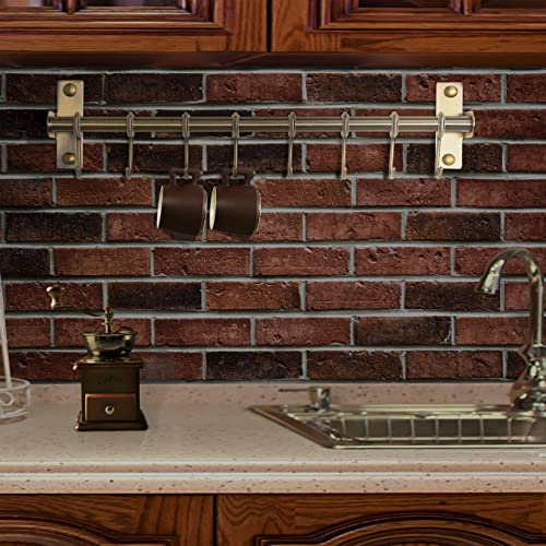 Dseap Kitchen Utensil Holder Hanger, Pot and Pan Rack Wall Mount, Kitchen Rail with 8 Hooks for Hanging Cooking Utensils, Mugs, Spoons, Wall Mounted, Stainless Steel, Bronze - Thumbnail 4