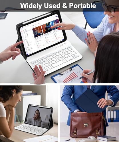 Image of Keyboard Case for iPad Mini 7th (A17 Pro, 2024) & Mini-6th Gen 2021 Case with Keyboard, Smart Case for iPad Mini-7th Key Board with Pen Slot, Cute Cover with Keypad for Mini 7 /6 8.3inch, Blue-white