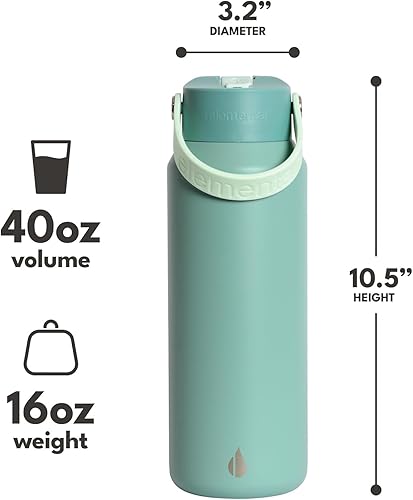 Miniatura 87 de Elemental Botella de agua aislada de 40 onzas con pajilla, botellas de agua con núcleo de acero inoxidable 100% a prueba de fugas para viajes,