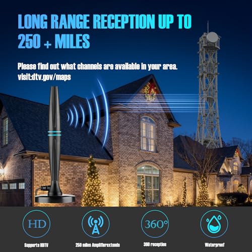 Image of TV Antenna for Smart TV Indoor,TV Antenna for Local Channels | Support 4K 1080p with Signal Booster Antenna TV Digital HD Indoor & Outdoor-Cylindrical Antenna