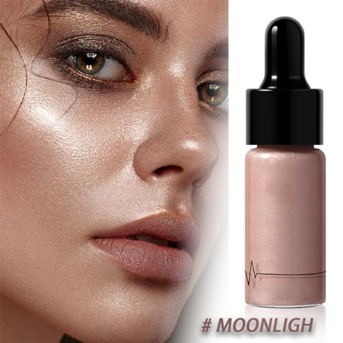 Liquid Highlighter Drops Makeup, Smooth Liquid Bronzer Highlighter Drops Makeup Shimmer For Face&Body, Moisturizing Light Shimmer Long-lasting Shine Non-sticky Liquid Contour (01# MOONLIGH) - Image 3